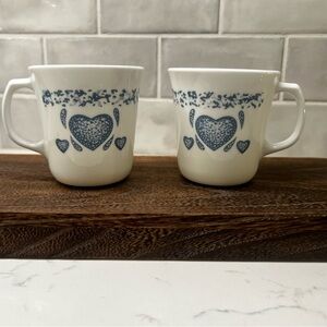 Set of 2 Corning Ware Corelle Blue 
Heart Mugs